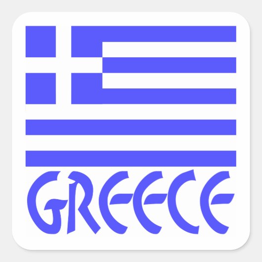 Sticker Carré Grèce et drapeau grec (Devant)