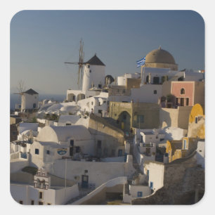 Sticker Carré Grèce et île grecque de Santorini ville d'Oia