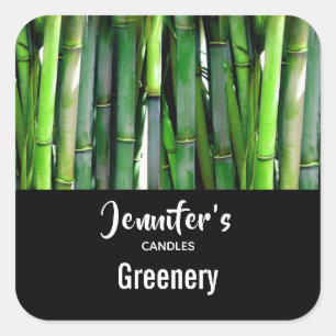 Sticker Carré Green Bamboo Stalks Nature Photo - Bougie Business