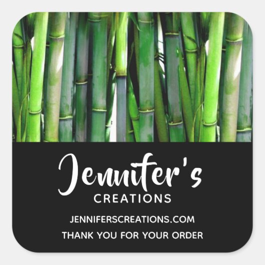 Sticker Carré Green Bamboo Stalks Nature Photography Business (Devant)