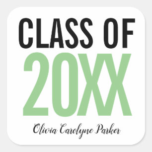 Sticker Carré Green Bold Graduation personnalisée chaque année