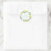 Sticker Carré Green & Brown Floral Wreath Bridal Shower (Sac)