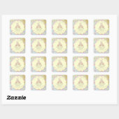 Sticker Carré GREEN donuts pastel babyshower BUNNY cute (Feuille)
