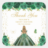 Sticker Carré Green Floral Blonde Cheveux Princesse Sweet sixtee (Devant)