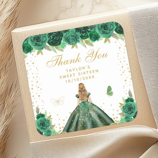 Sticker Carré Green Floral Blonde Cheveux Princesse Sweet sixtee