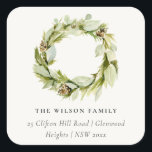 Sticker Carré Green Foliing Winter Wreath Christmas Adresse<br><div class="desc">Si vous avez besoin d'une personnalisation supplémentaire,  n'hésitez pas à m'envoyer un message sur yellowfebstudio@gmail.com .</div>