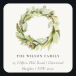 Sticker Carré Green Foliing Winter Wreath Christmas Adresse<br><div class="desc">Si vous avez besoin d'une personnalisation supplémentaire,  n'hésitez pas à m'envoyer un message sur yellowfebstudio@gmail.com .</div>