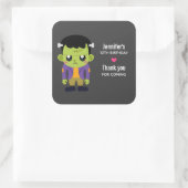 Sticker Carré Green Frankenstein Monster Halloween Anniversaire (Sac)