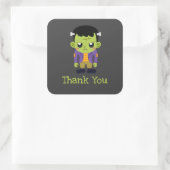 Sticker Carré Green Frankenstein Monster Halloween Merci (Sac)