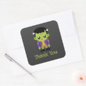 Sticker Carré Green Frankenstein Monster Halloween Merci (Enveloppe)