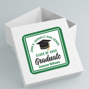 Sticker Carré Green Graduate 2025 Parti de Graduation Personnali