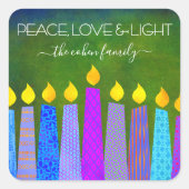 Sticker Carré Green Hanoukka Blue Boho bougies Peace Love Light (Devant)