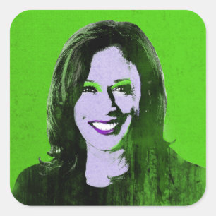 Sticker Carré Green Kamala Harris Pop Art