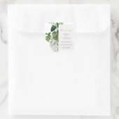 Sticker Carré Green Leafy Palm Tropical Foliage Mariage Merci (Sac)
