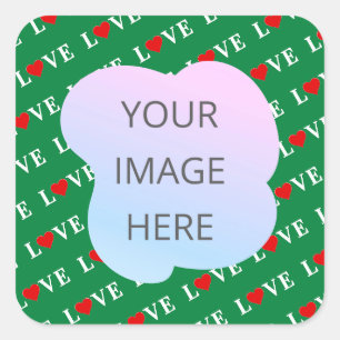 Sticker Carré Green LOVE Heart