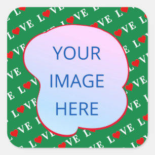 Sticker Carré Green LOVE Heart