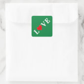 Sticker Carré Green LOVE Heart Retro Élégant intemporel (Sac)