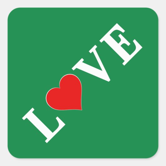 Sticker Carré Green LOVE Heart Retro Élégant intemporel (Devant)