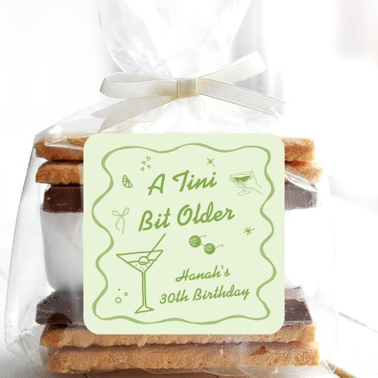 Sticker Carré Green Martini fête d'anniversaire