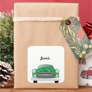 Sticker Carré Green Mean Retro Voiture Boy's Birthday