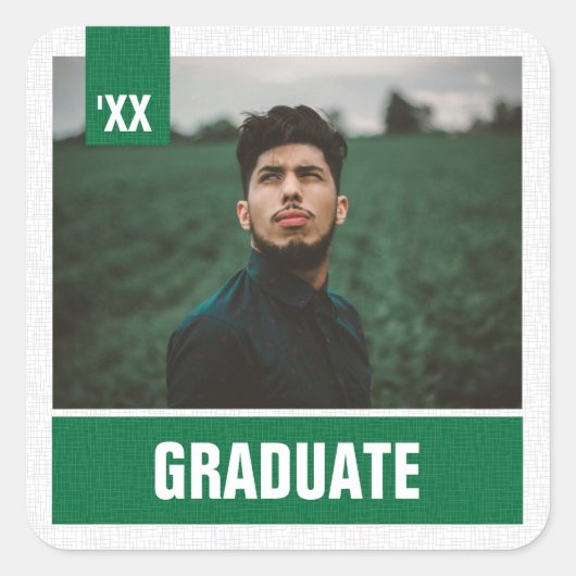 Sticker Carré Green Modern Textured Photo Graduation (Devant)
