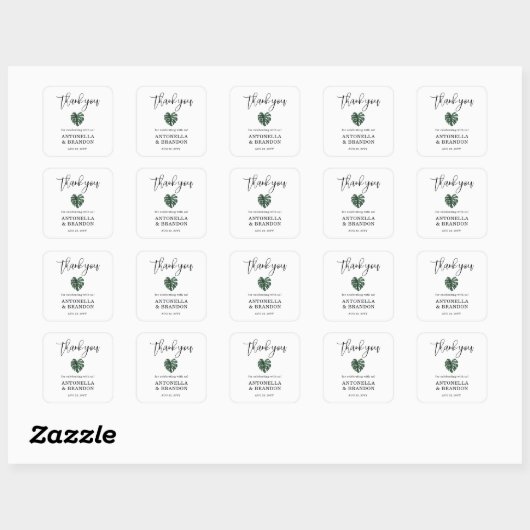 Sticker Carré Green Monstera Leaf  Wedding (Feuille)
