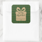 Sticker Carré Green Plaid Christmas Festive Pattern -  (Sac)