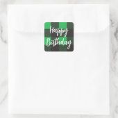 Sticker Carré Green Plaid Joyeux anniversaire (Sac)