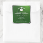 Sticker Carré Green Product Label Silver Frame Logo and Monogram (Sac)