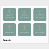 Sticker Carré Green Religious Cross Boy First Communion (Feuille)