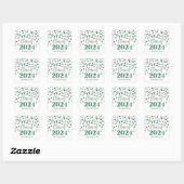 Sticker Carré Green Silver Confetti Graduation 2024 (Feuille)
