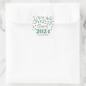 Sticker Carré Green Silver Confetti Graduation 2024 (Sac)