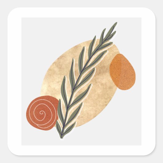 Sticker Carré Green Stalk Boho (Devant)