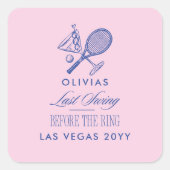 Sticker Carré Green Stripe Tennis Modern Chic Hen Party Favor (Devant)