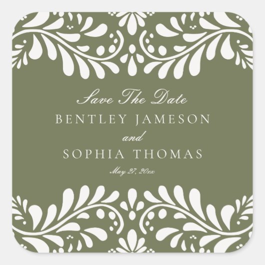 Sticker Carré Green Talavera Tile Fiesta Enregistrer l'enveloppe (Devant)