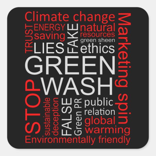 Sticker Carré Greenwash Fake Lies Deception (Devant)