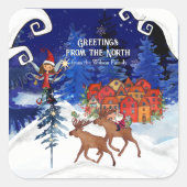 Sticker Carré Greeting from the North Moose Village (Devant)