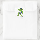 Sticker Carré Grenouille à la course avec sac à dos et Casquette (Sac)