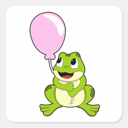 Sticker Carré Grenouille avec ballon (Devant)