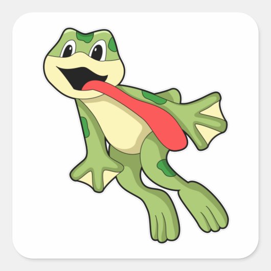 Sticker Carré Grenouille avec langue (Devant)