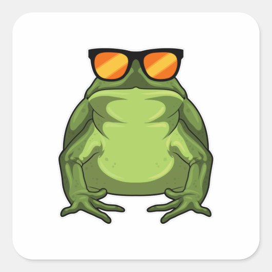Sticker Carré Grenouille avec lunettes de soleil (Devant)