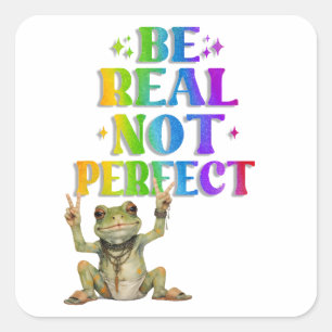 Sticker Carré Grenouille bohème positive Hippie