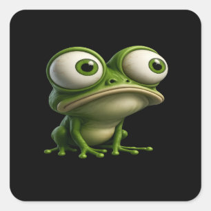 Sticker Carré Grenouille de dessin animé aux gros yeux