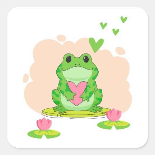 Sticker Carré Grenouille de la Saint-Valentin (Devant)