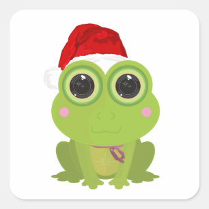 Sticker Carré Grenouille de Noël