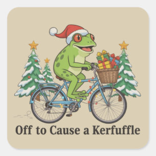 Sticker Carré Grenouille de Noël drôle pour causer un chahut mèm