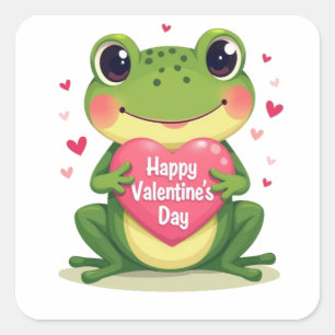 Sticker Carré Grenouille de Saint Valentin