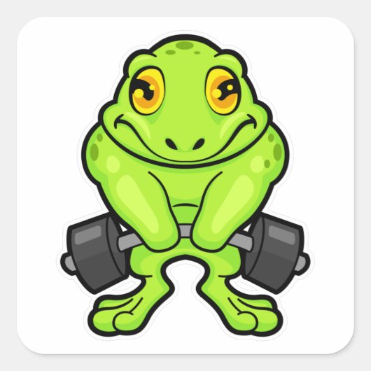 Sticker Carré Grenouille en forme avec Barbell (Devant)