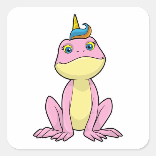 Sticker Carré Grenouille en licorne (Devant)