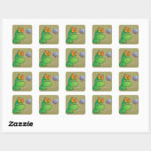 Sticker Carré Grenouille et libellule (Feuille)